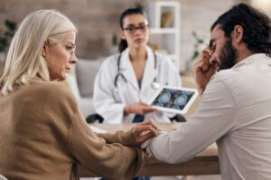 Getting help at a mental health medical facility.