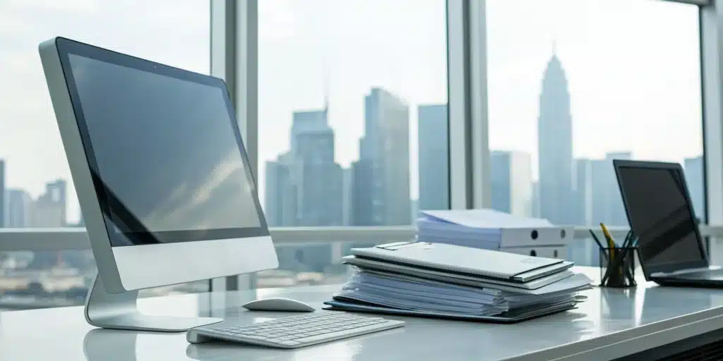 Outsourced neurology billing services for EEG and EMG claims on an office desk.