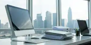 Outsourced neurology billing services for EEG and EMG claims on an office desk.