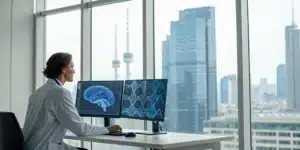 Neurologist reviewing EEG and EMG claims, simplified by outsourced neurology billing services.