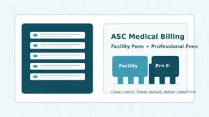 ASC medical billing team reviewing facility and professional fee claims