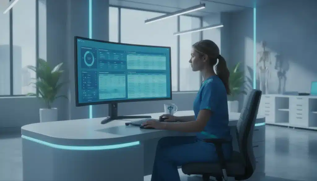 Physical therapist reviewing rehabilitation billing documentation