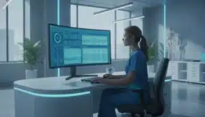 Physical therapist reviewing rehabilitation billing documentation